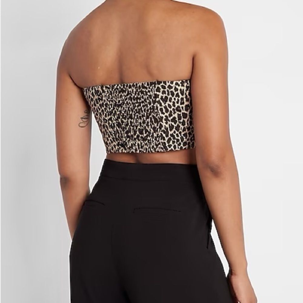 Linen-Blend Tie Front Bandeau Top - NWT - Express - Size Large - Picture 2 of 3